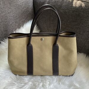 Hermes Olive Green Canvas Garden Party 36 Bag